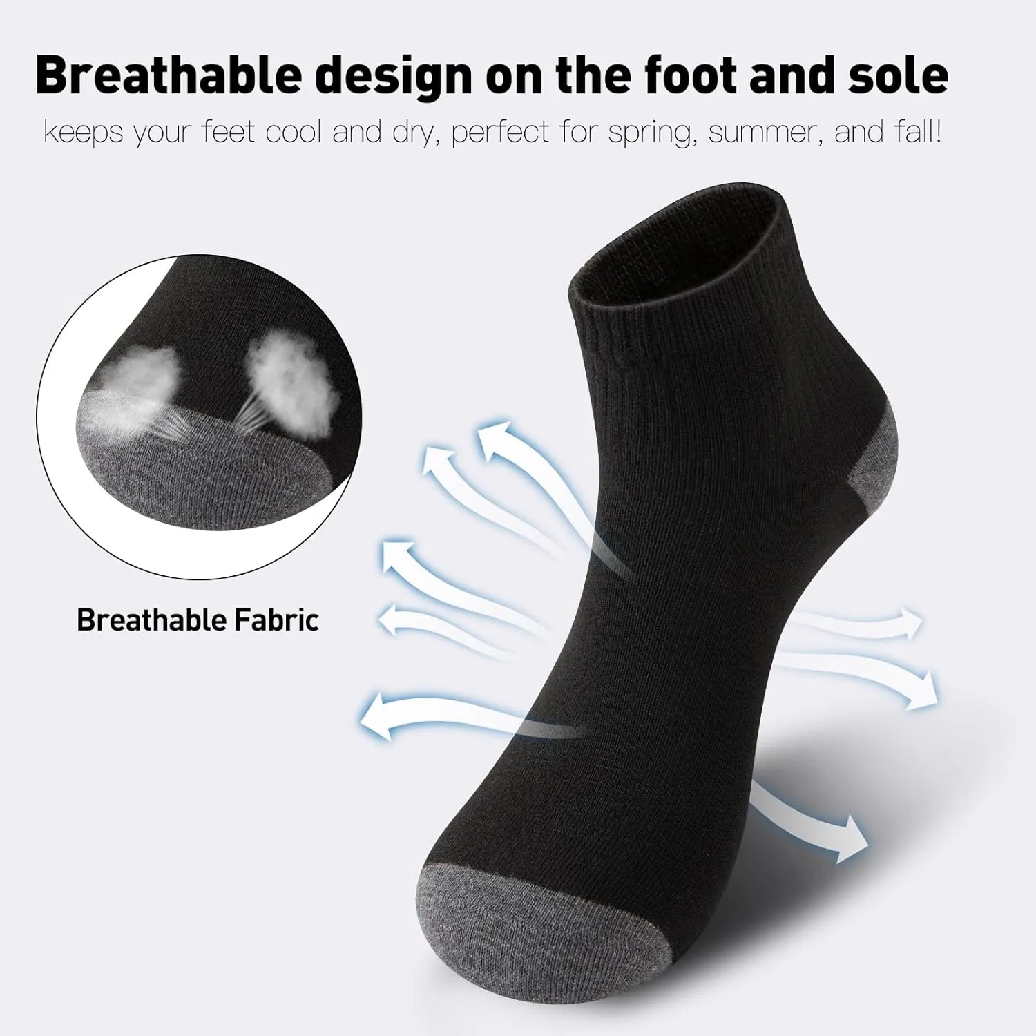 20 Pack 3 Styles Men's/Women's Mini Crew Ankle Socks Quarter Bulk - Breathable Thin Athletic Socks, Fits Shoe Size 8-12