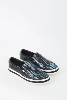 Black & Blue Camo Slip On Sneaker