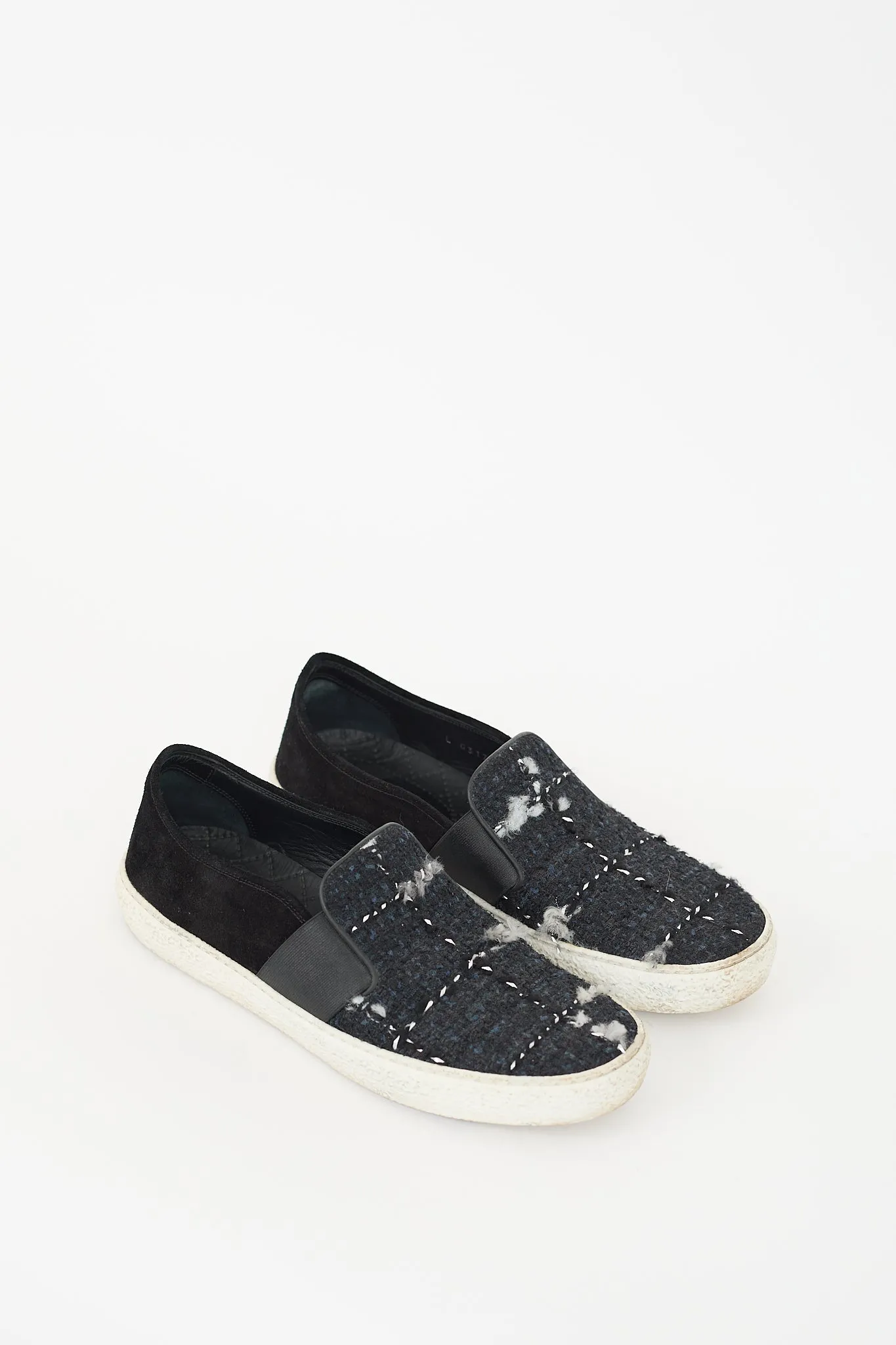 Black & Multi Tweed CC Slip On Sneaker