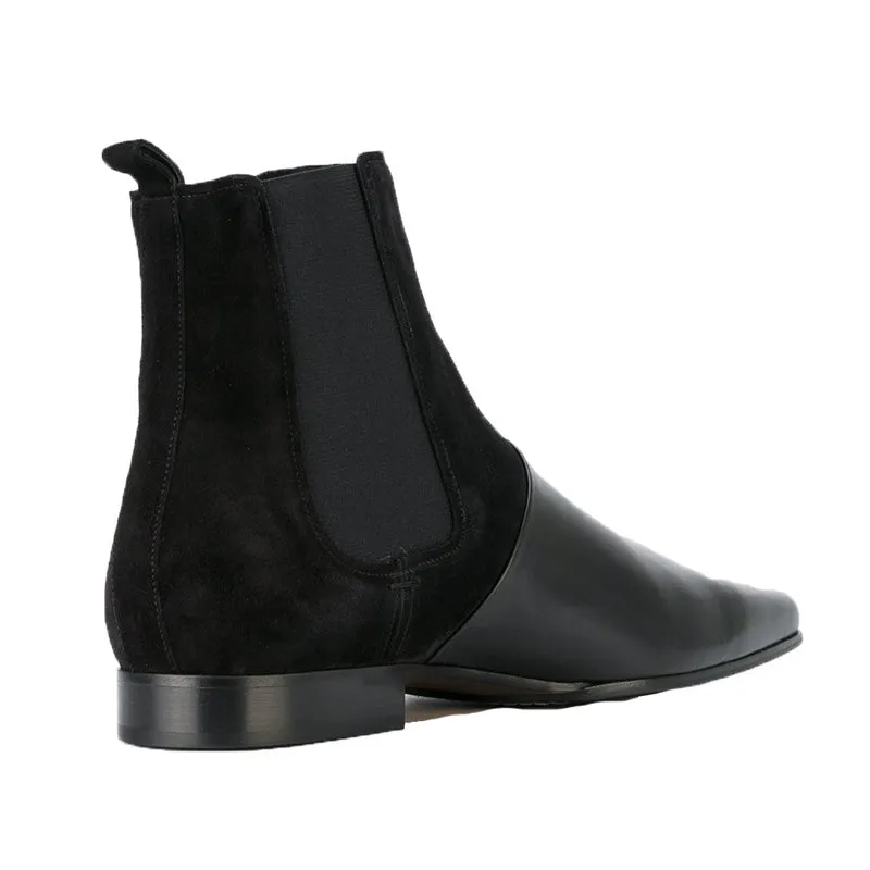 BOOPDO DESIGN RETRO LEATHER GOLD BLACK ANKLE CHELSEA BOOTS