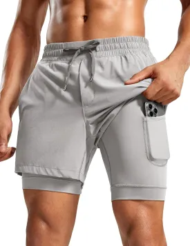 CRZ YOGA 2 in 1 Mens Athletic Shorts 5'' with Liner Quick Dry Lightweight for Running Sports Gym with Pockets