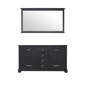 Dukes 60" Double Vanity Espresso, no Top and 58" Mirror