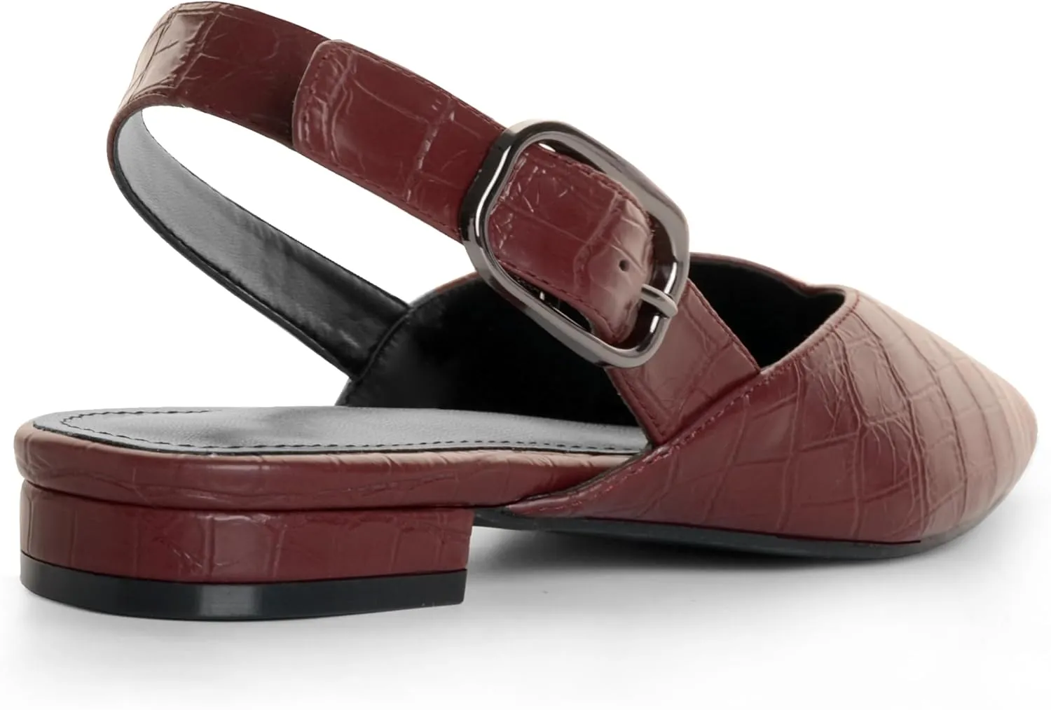Gold Slingback Flat Shoes for Women Casual Comfortable Shoes Pointed Toe Adjustable Buckle Flat Mule Sandals