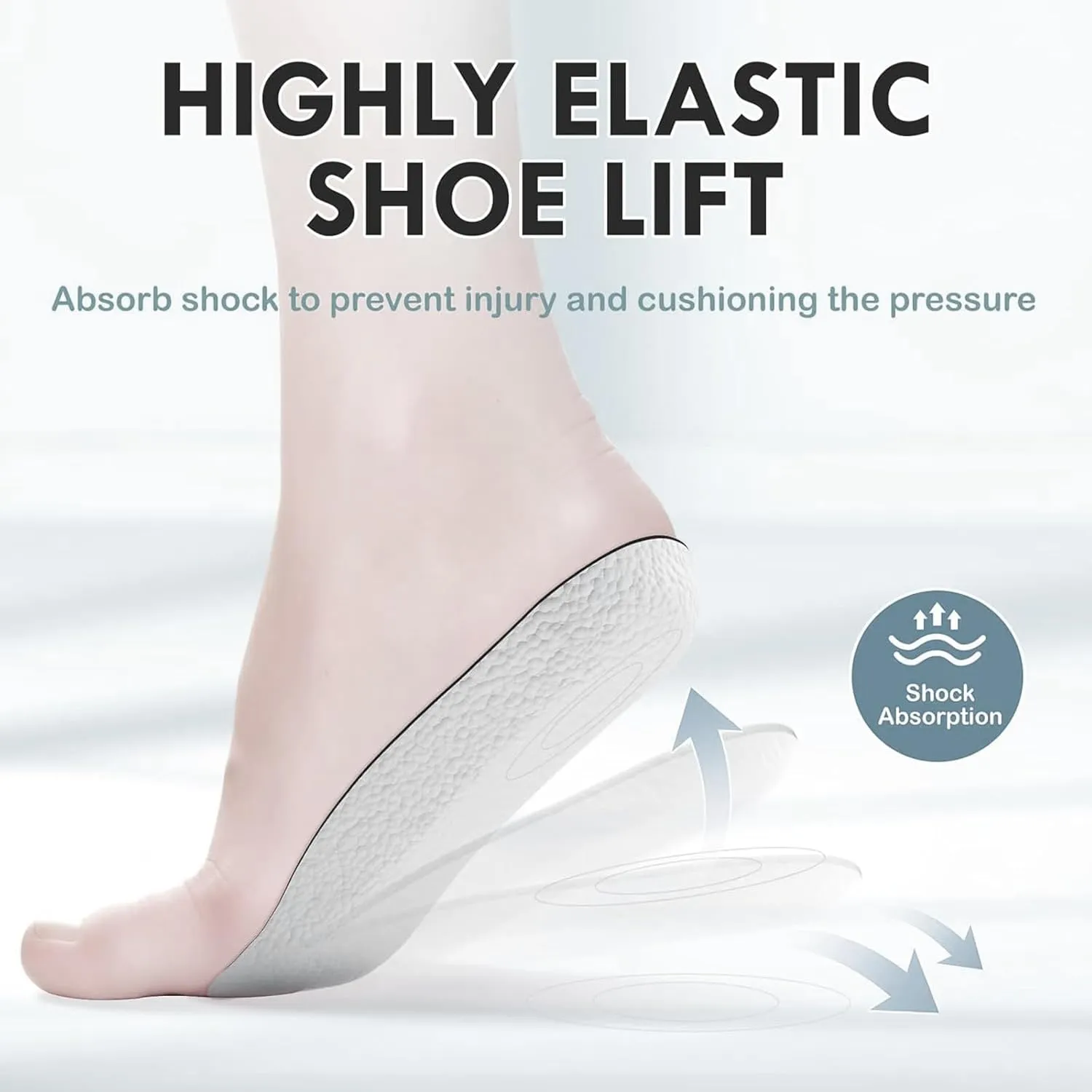 Height Increase Insole - Orthopedic Shoes High Pads 2PCS Height Increase Insoles for Men Women Arch Support Shoe Lifts Shock Absorption Heel Lift Insole (Black, 1.4in/3.5cm)