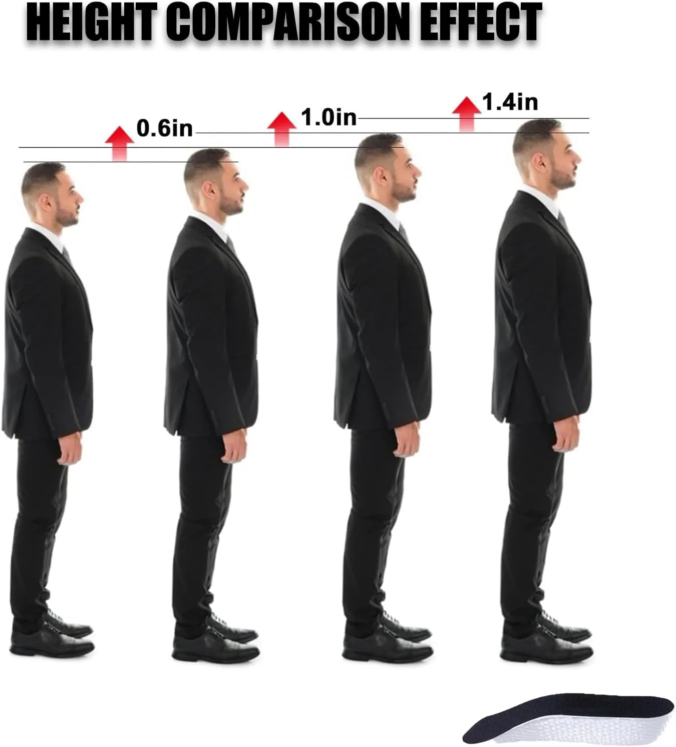 Height Increase Insole - Orthopedic Shoes High Pads 2PCS Height Increase Insoles for Men Women Arch Support Shoe Lifts Shock Absorption Heel Lift Insole (Black, 1.4in/3.5cm)