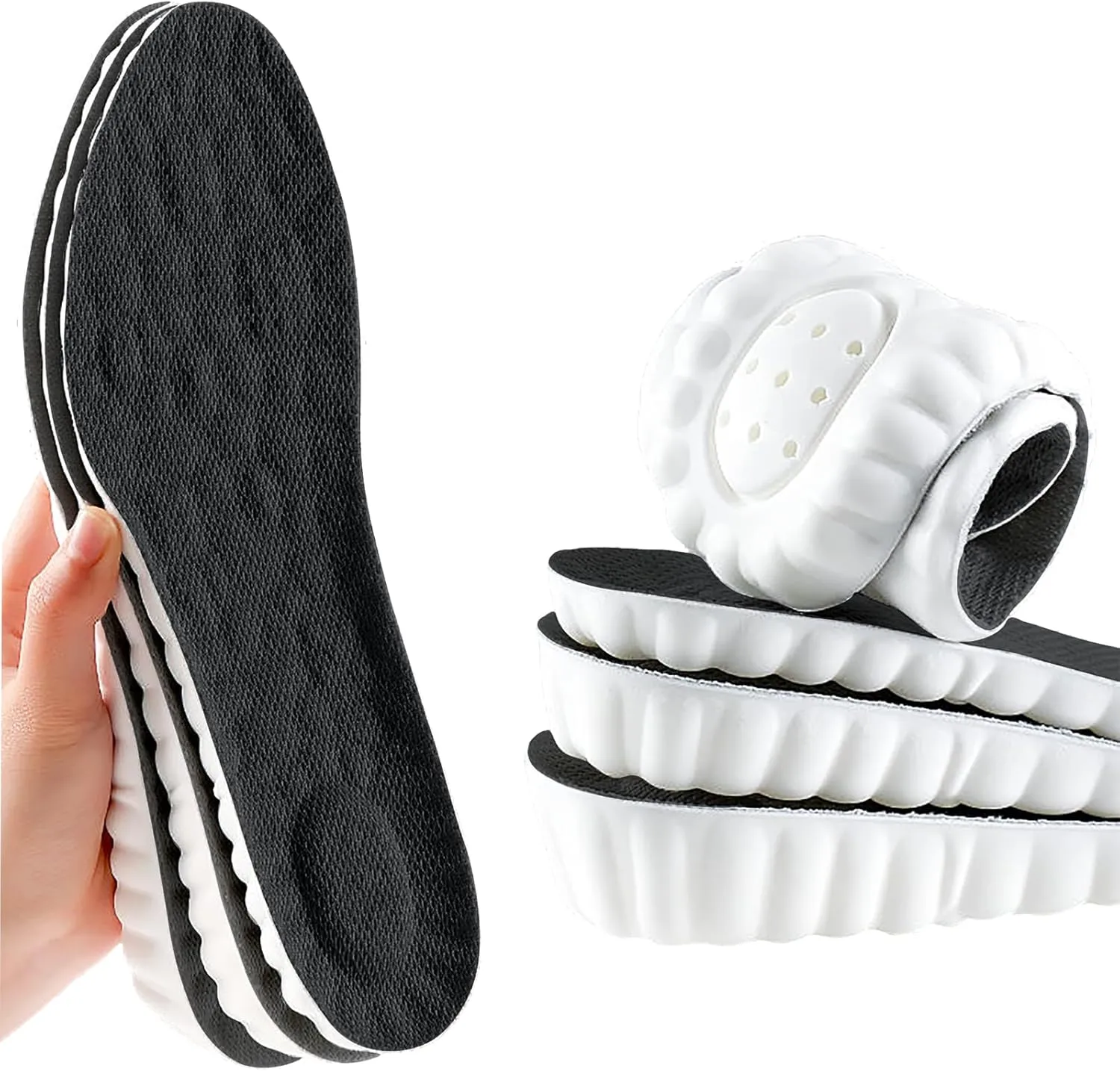 Height Increase Memory Foam Insoles for Men & Women - Taller Heel Lift Shoe Inserts with Breathable Cushioned Comfort for Sports Shoes, Work Boots | Trim to Fit (Black 2.5cm, 9-11.5 US Men)