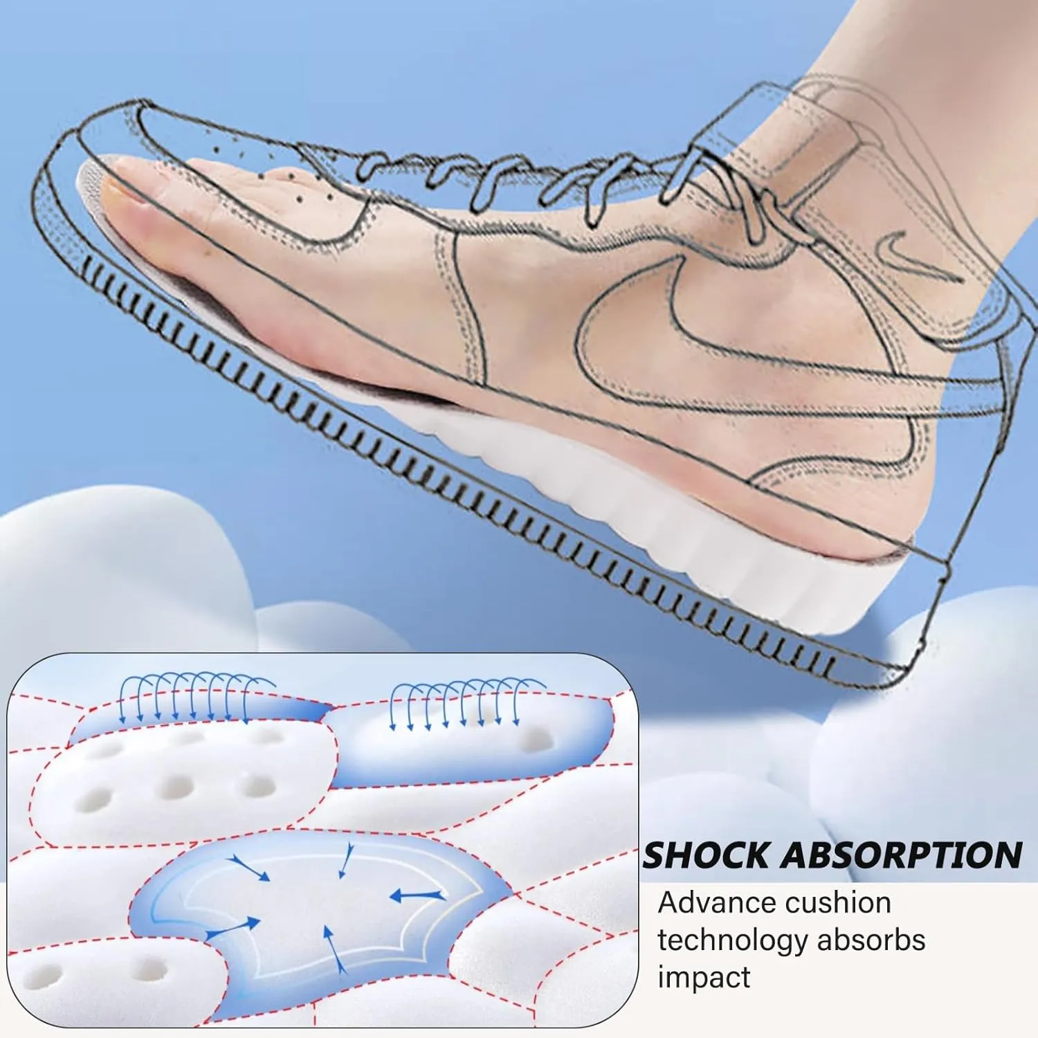Height Increase Memory Foam Insoles for Men & Women - Taller Heel Lift Shoe Inserts with Breathable Cushioned Comfort for Sports Shoes, Work Boots | Trim to Fit (Black 2.5cm, 9-11.5 US Men)