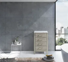Jacques 20" Side Cabinet in Distressed Grey, White Carrara Marble Top