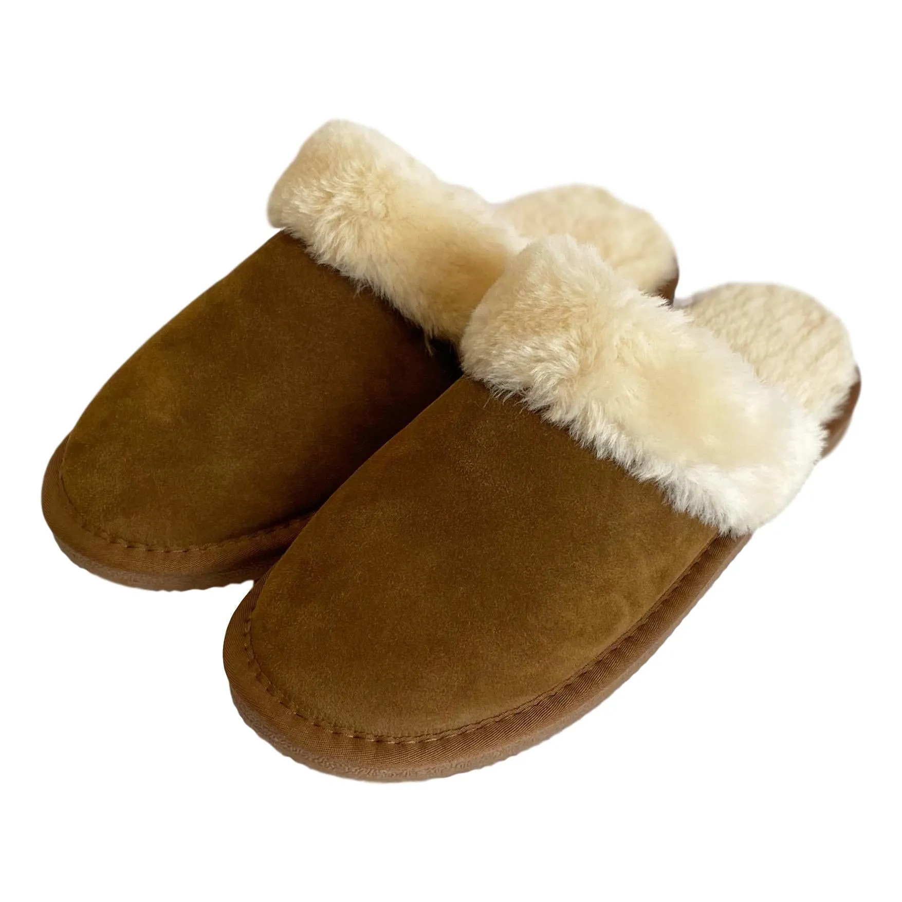 Ladies 'Luna' Wool Lined Slipper Mule - Chestnut