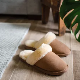 Ladies 'Luna' Wool Lined Slipper Mule - Chestnut