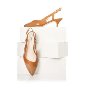 Lena Extra-Wide Fit Slingback - Tan Leather & Patent