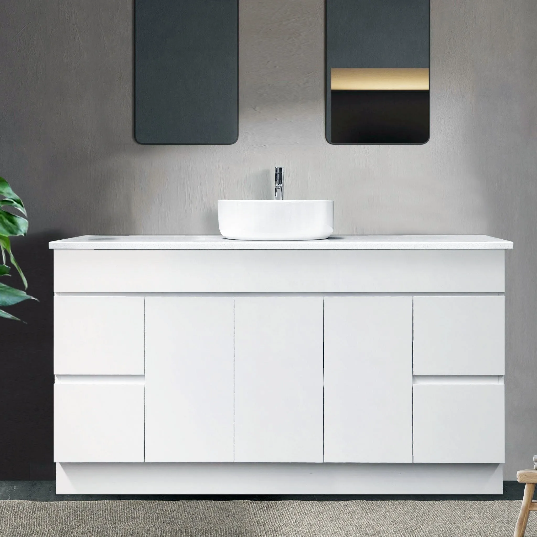 LUCA 1500mm Floor Standing Bathroom Vanity   Luxe Stone Top