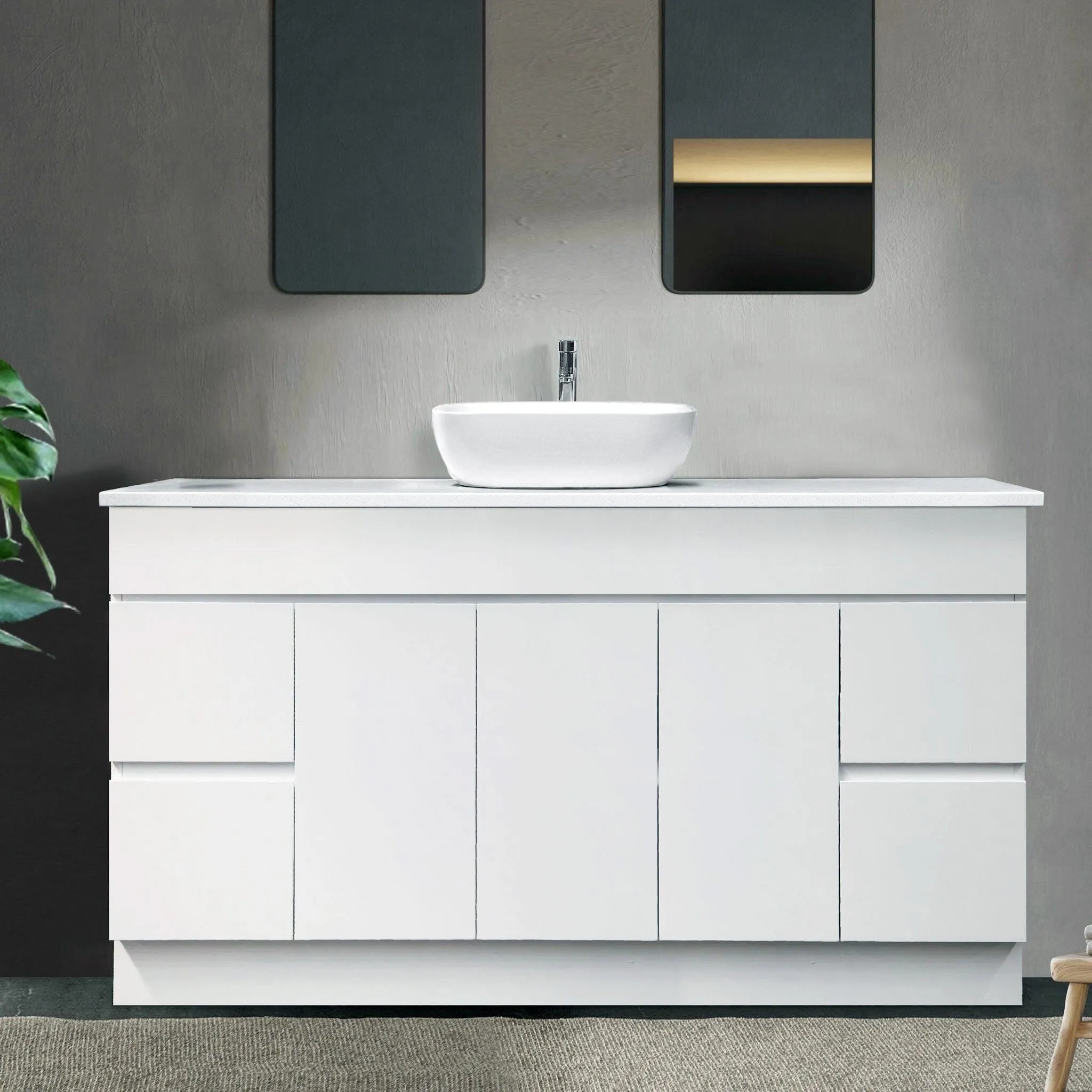 LUCA 1500mm Floor Standing Bathroom Vanity   Luxe Stone Top