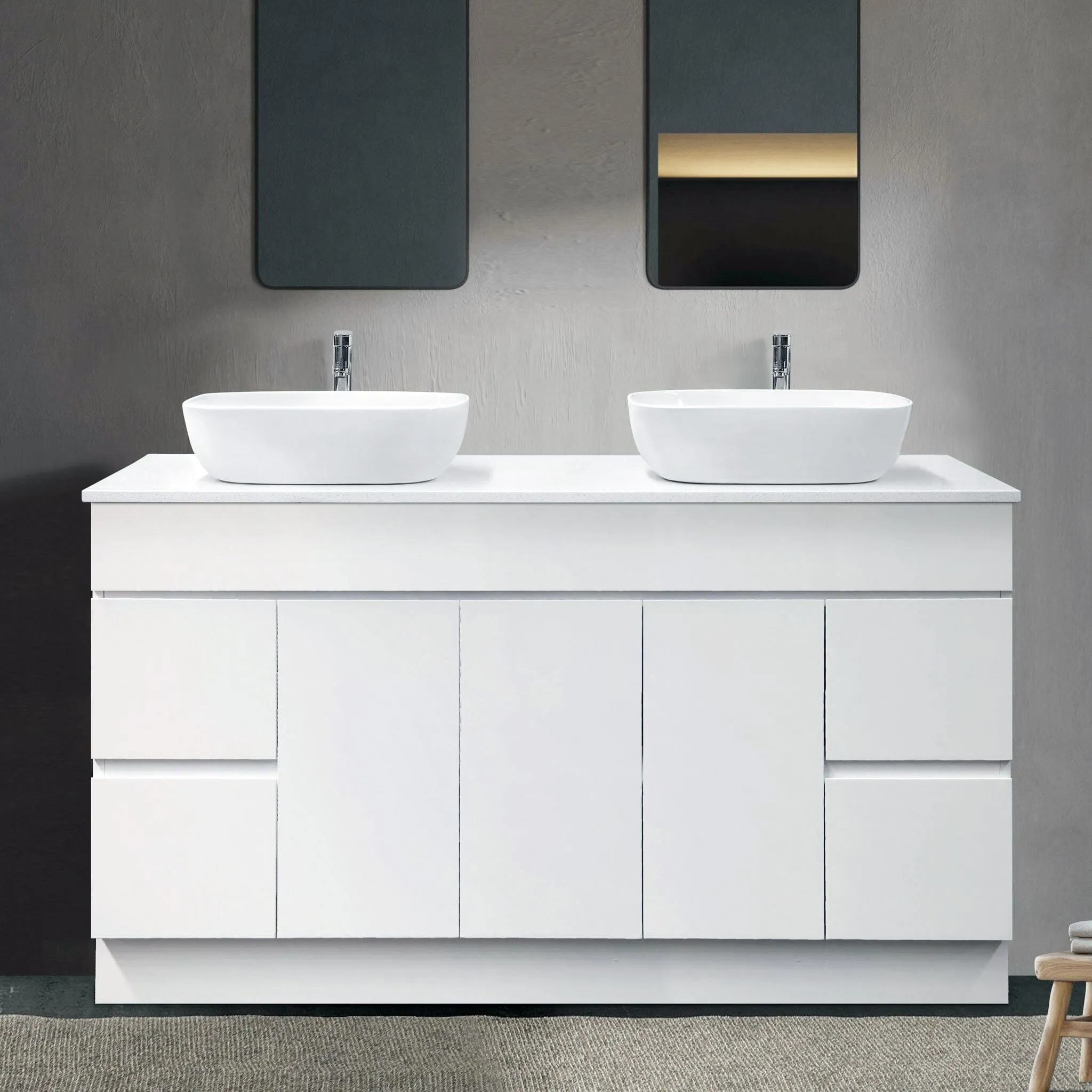 LUCA 1500mm Floor Standing Bathroom Vanity   Luxe Stone Top