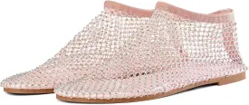 Mesh Ballet Flats Round Toe Shiny Gem Mesh Flats Rhinestone Short Boots Sexy Sandals Cutout Sparkly Comfortable Beach Casual Dress Flats for Women