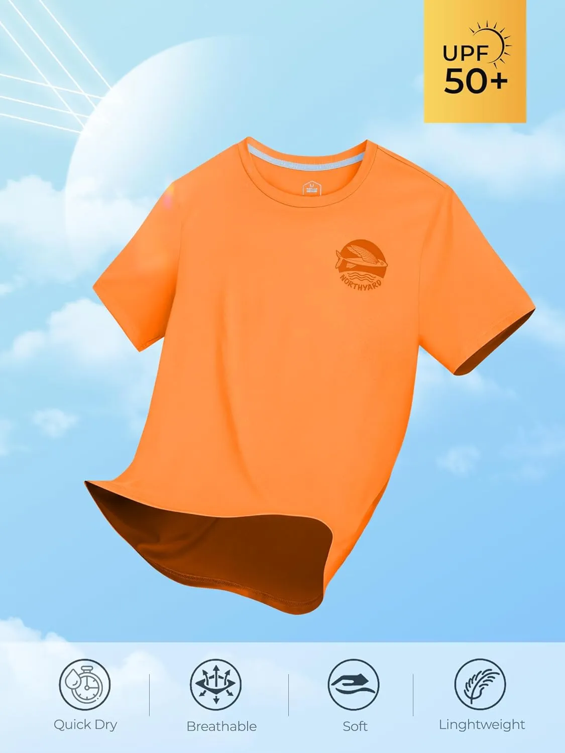 NORTHYARD Mens Rash Guard Shirt UPF 50  UV Sun Protection Short Sleeve Athletic T-Shirts for Men Quick Dry Fishing Beach Swim