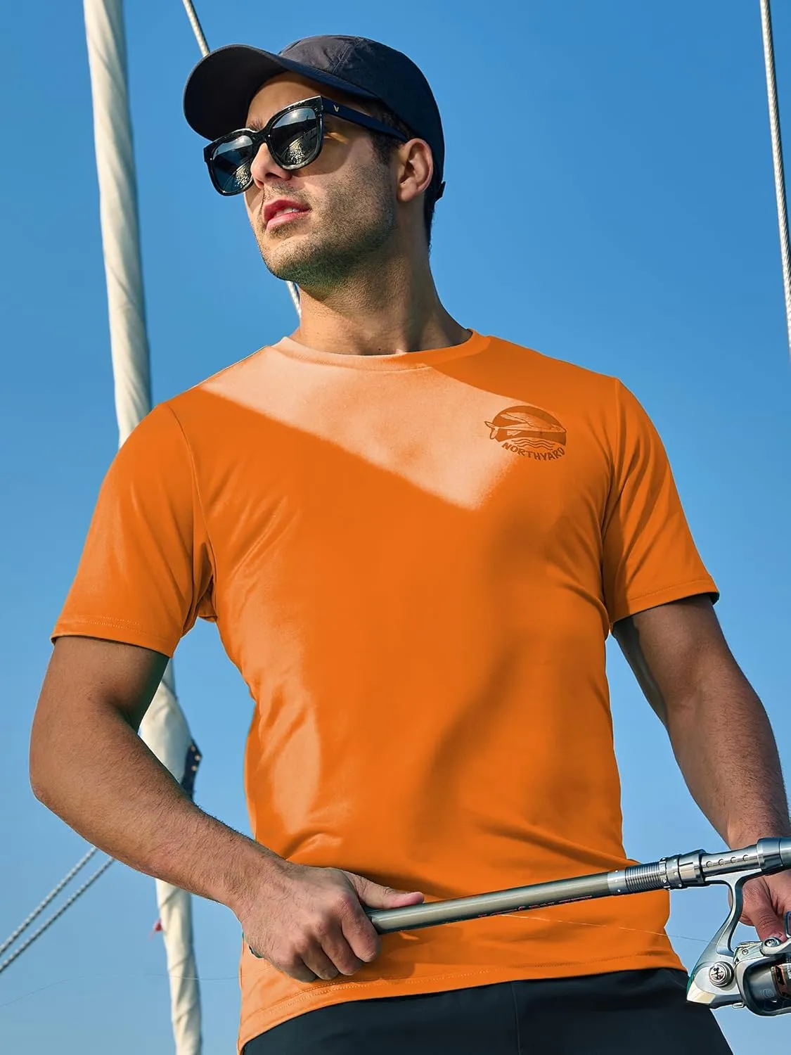 NORTHYARD Mens Rash Guard Shirt UPF 50  UV Sun Protection Short Sleeve Athletic T-Shirts for Men Quick Dry Fishing Beach Swim