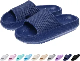 rosyclo Cloud Slides for Kids, Toddler Pillow Slippers Shower Bathroom Non-Slip Open Toe Super Soft Comfy Thick Sole Cozy Boys Girls Home House Cloud Cushion Slide Sandals for Indoor Outdoor Shoes
