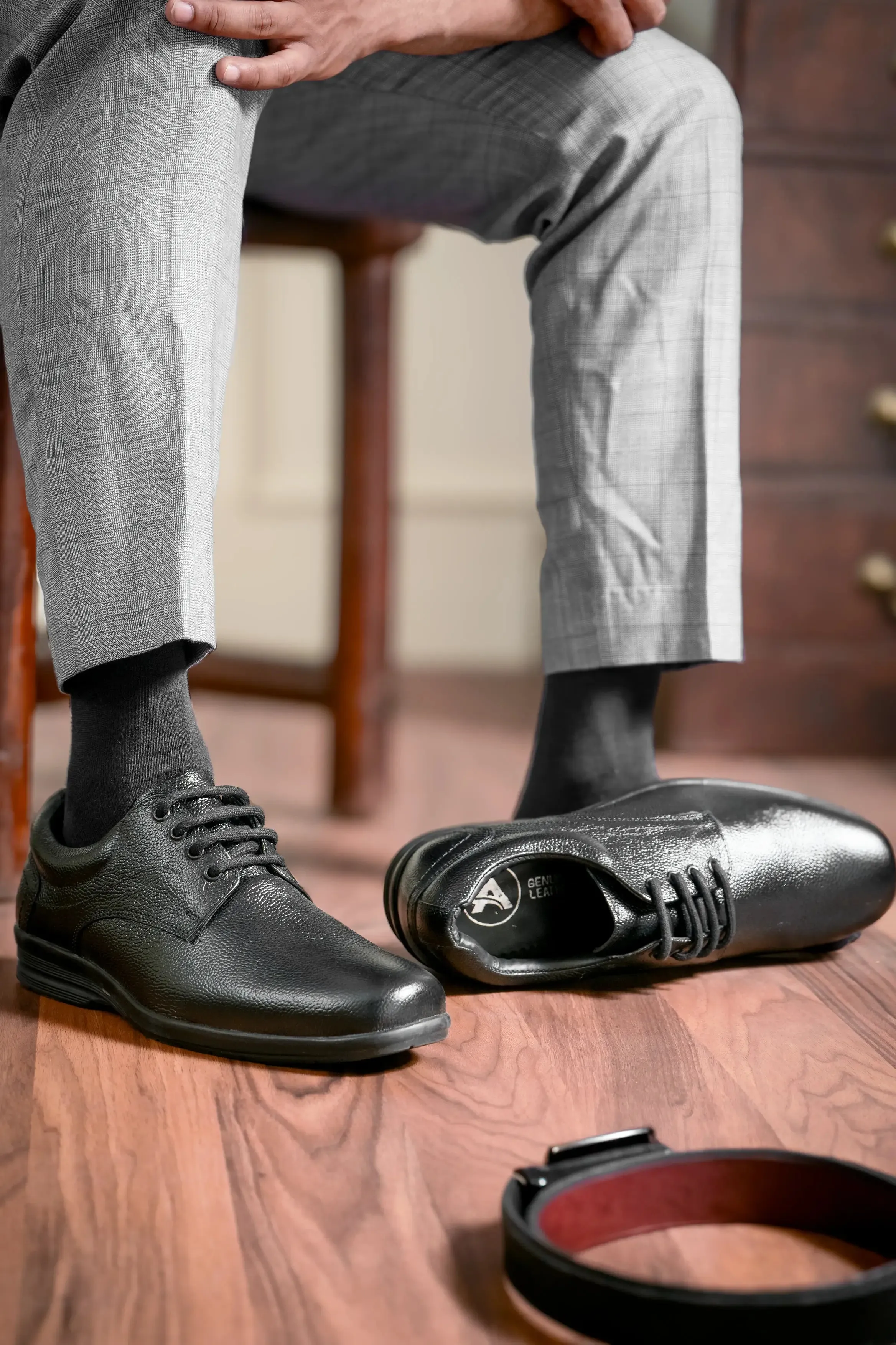 Smooth Full Grain Leather Derby Lace Ups