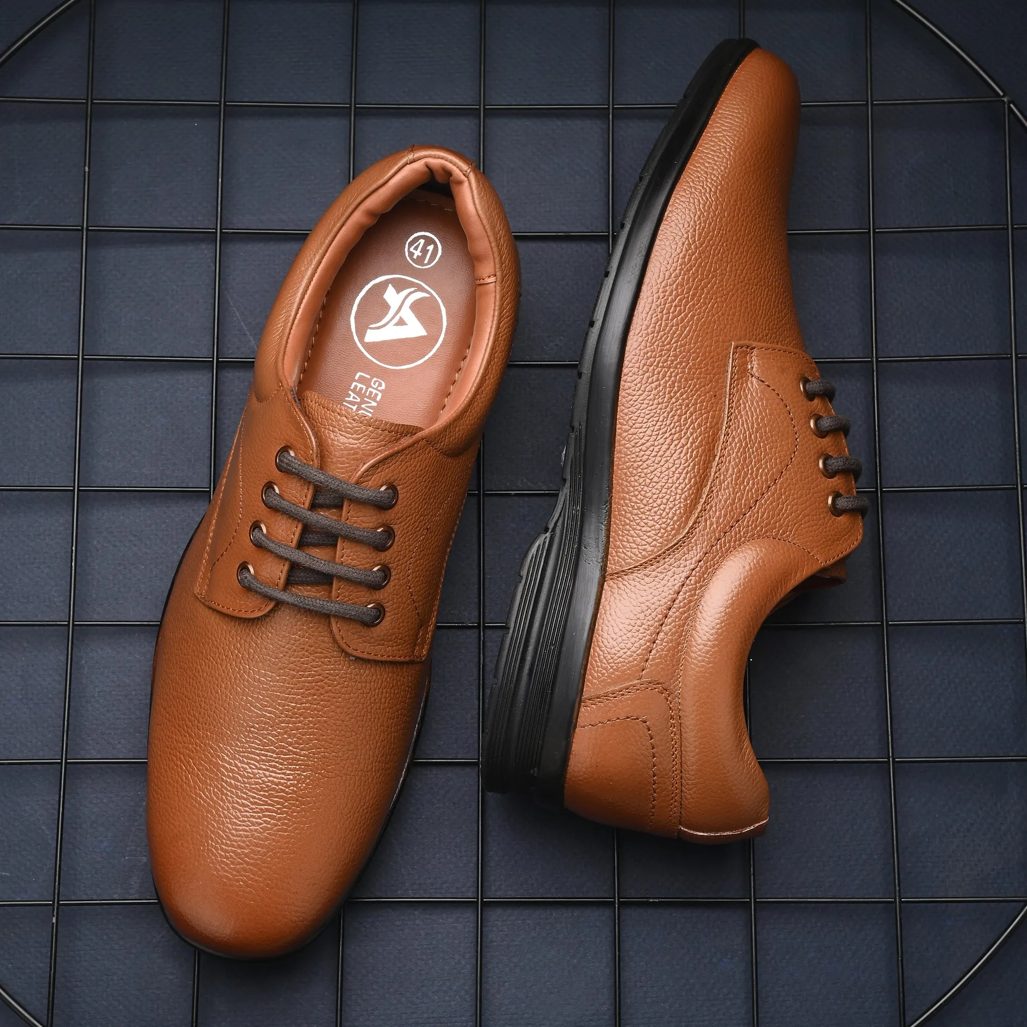 Smooth Full Grain Leather Derby Lace Ups