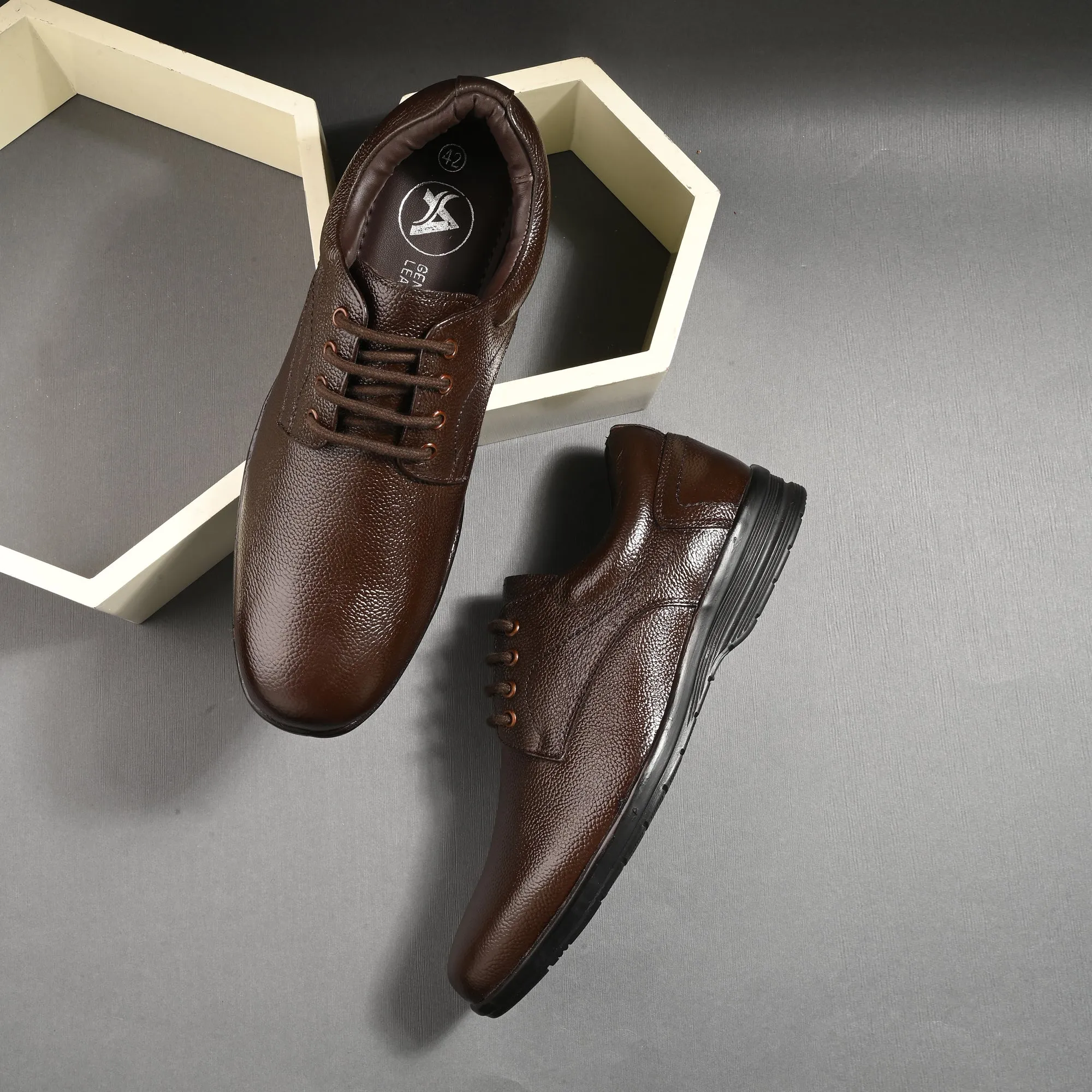 Smooth Full Grain Leather Derby Lace Ups