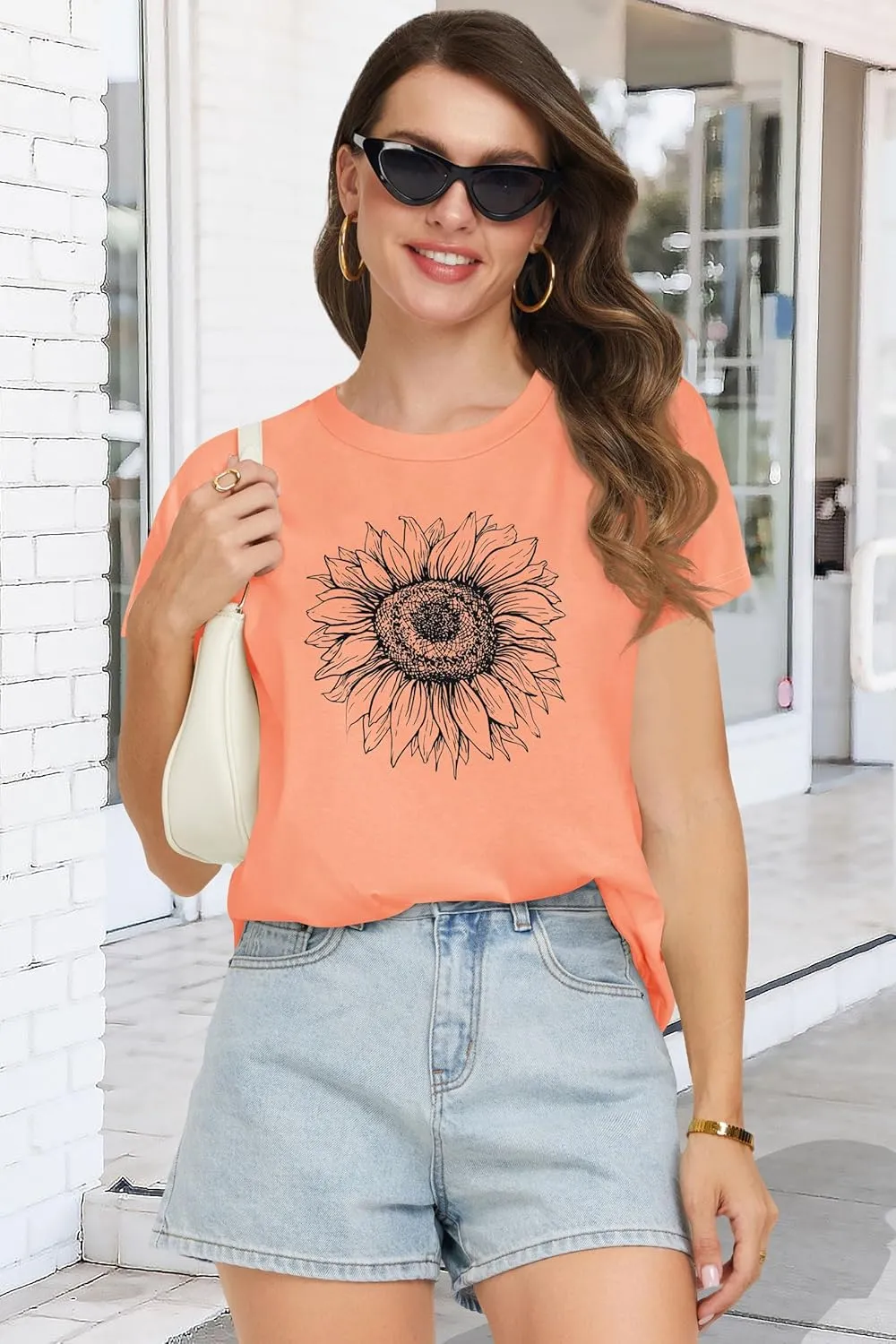 T Shirts for Women Summer Short Sleeve Crewneck Casual Cute Graphic Basic Tees Tops