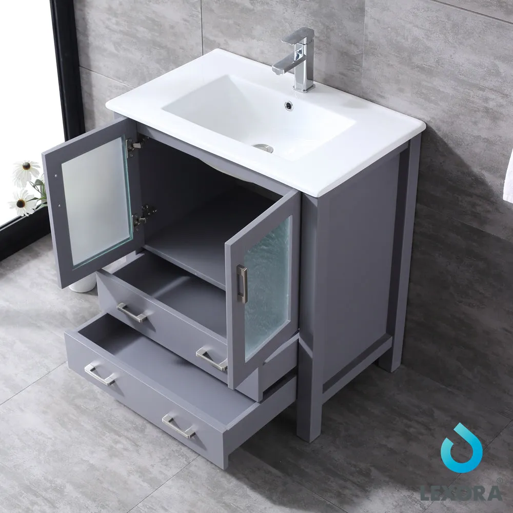 Volez 30" Single Vanity Dark Grey, Integrated Top, White Integrated Square Sink and no Mirror