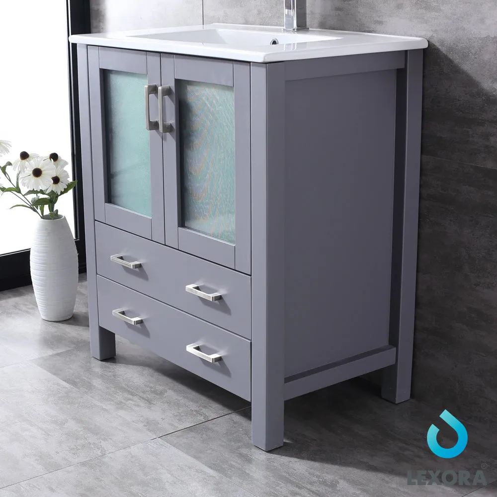 Volez 30" Single Vanity Dark Grey, Integrated Top, White Integrated Square Sink and no Mirror
