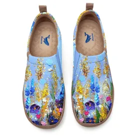 Yiume Women's Art Floral Slip-On Casual Canvas Sneakers Lavender Oil Painting Blue Painted