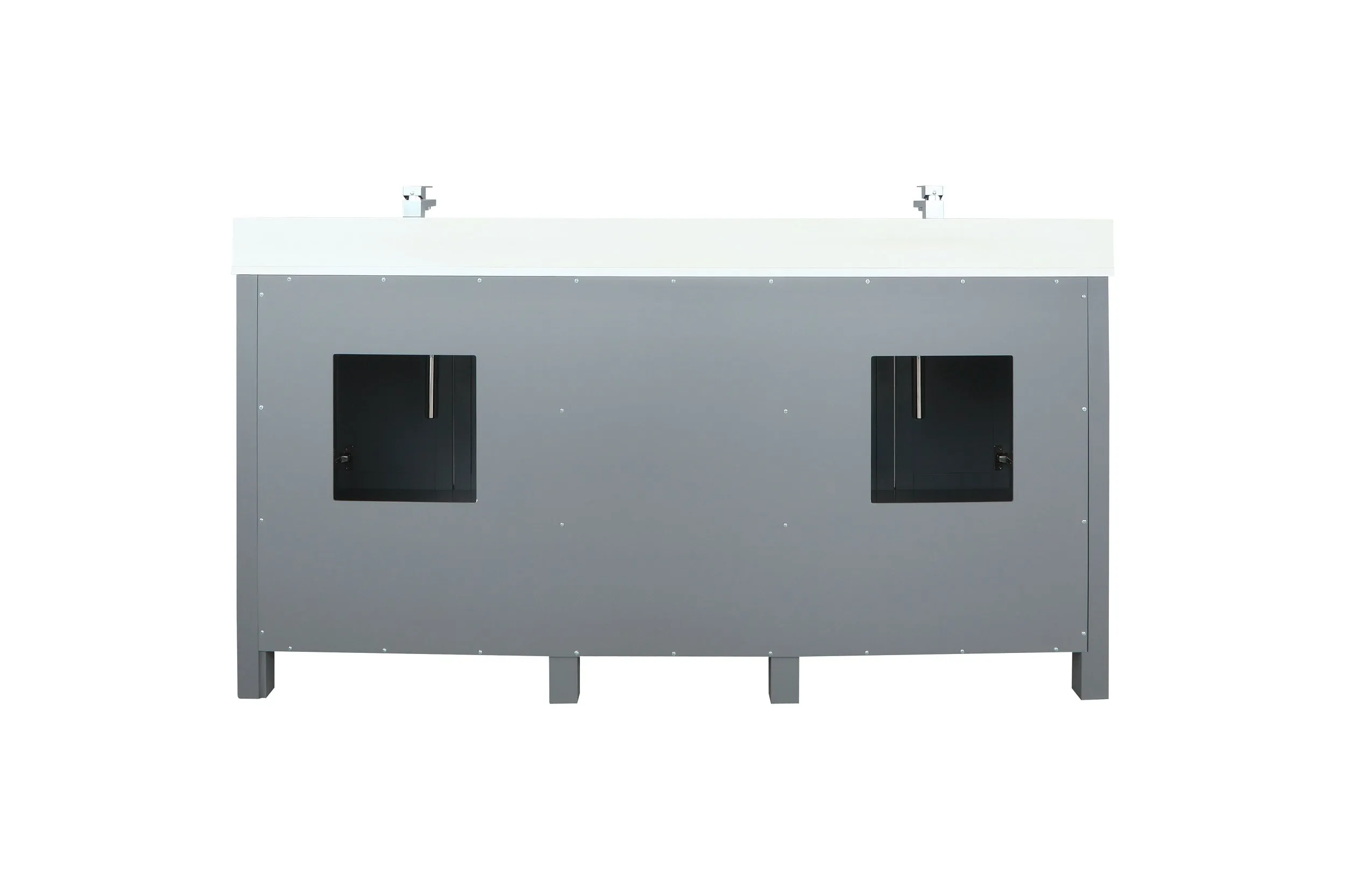 Ziva 72" Dark Grey Double Vanity, Cultured Marble Top, White Square Sink and no Mirror