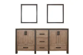 Ziva 72" Rustic Barnwood Double Vanity, no Top and 30" Mirrors